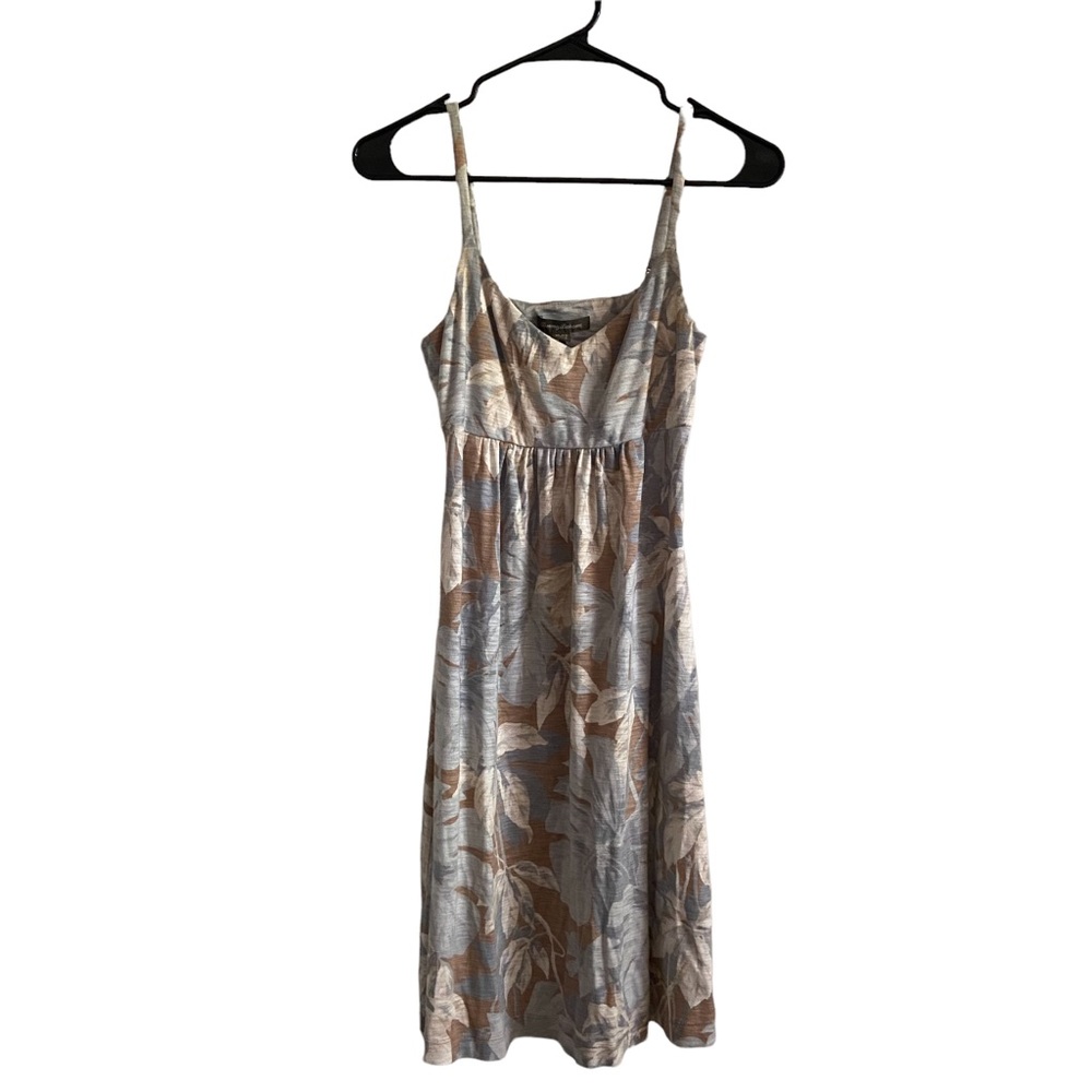 Tommy Bahama Neutral Palm Leaves Floral Mini Sundress XS Vacation Beach Summer